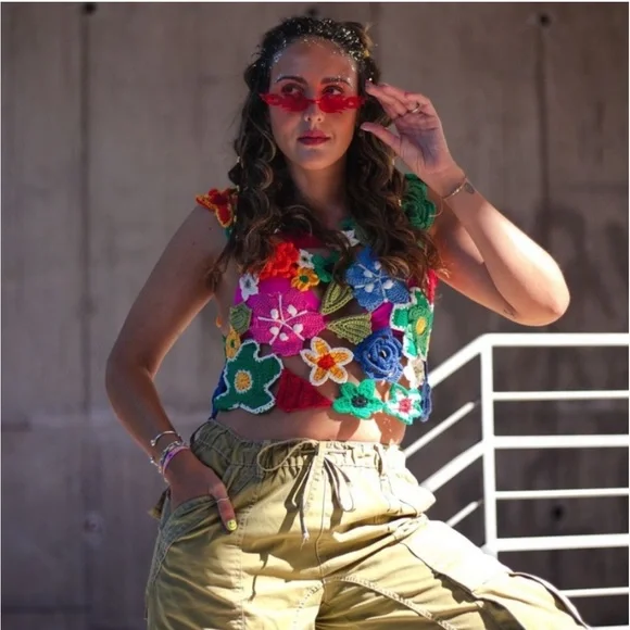 NWT Zara Floral Crochet Crop Top - Picture 13 of 16